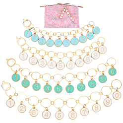 (52) Непрозрачная лаванда Наборы инструментов для вязания своими руками, включая маркеры для закрепки стежков из легированной эмали, вязание ряда встречных цепочек, плоские круглые с номером, разноцветные, 2.8~17.3 см