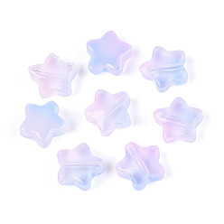 Лиловый Имитация нефритовые четки стекла, два тона, звезда, сирень, 8x8x4 мм, отверстие : 0.9~1 мм, около 1950~2000 шт / упаковка