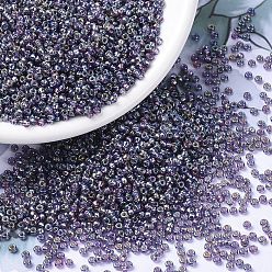 (RR1024) Silverlined Amethyst AB Миюки круглые бусины рокайль, японский бисер, 11/0, (rr 1024) серебристый аметист ab, 11/0, 2x1.3 мм, отверстие : 0.8 мм, Около 1111 шт / 10 г