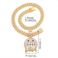 Ghost Ожерелья из сплава с подвесками из кристаллов и страз для мужчин, золотые, призрак, 19.69 дюйм (50 см), Кулон : 72x44 мм