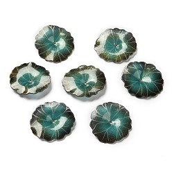 Teal Leaf Bead Cap, for DIY Jewelry Making, Teal, 29~30x30~31x3.5mm, Hole: 1.4~1.6mm