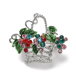 Цветок Модные платиновые цинковые сплавы эмалевые булавки, броши из стразов для рюкзака, цветочные корзины, 29x32.5 мм