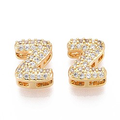 Letter Z Латунные микропаве из прозрачного кубического циркония, буквы, без никеля , Письмо Z, 9.5x8x5 мм, отверстие : 1.8~2.5 мм