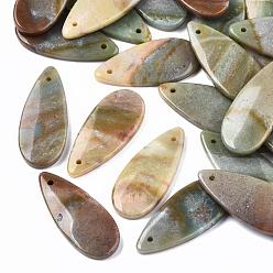 Amazonite Natural Amazonite Pendants, Teardrop, 35x15x4.5mm, Hole: 1mm