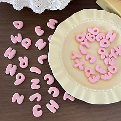 Pink Opaque Acrylic European Beads, Large Hole Beads, Letter, Pink, 21.7~27.8x12.8~25.7x10mm, Hole: 5.8mm, about 165pcs/500g