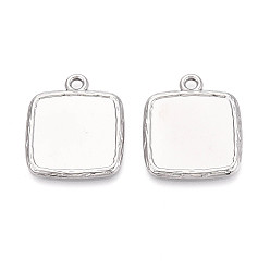 Нержавеющая Сталь Цвет 304 Настройки кабошон из нержавеющей стали кулон, квадратный, цвет нержавеющей стали, 30x25x2 мм, отверстие : 2.7 мм, лоток : 21x21 мм