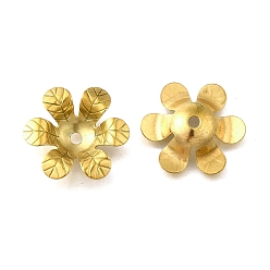 Настоящее золото 18K 304 из нержавеющей стали шарик крышки, цветок, реальный 18 k позолоченный, 13x14.5x3.5 мм, отверстие : 1.5 мм