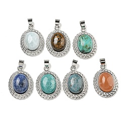 Смешанные камни Естественная смешанная камень овальной подвески, подвески из латуни с драгоценными камнями, платина, 27.5x19.5x8 мм, отверстие : 5x4 мм