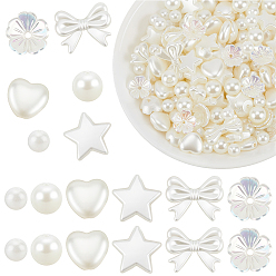 Белый Наборы для изготовления ювелирных изделий своими руками, включая бусины из АБС-пластика, имитирующие жемчуг, и колпачки для бусин., разнообразные, белые, 6~14x6~18x3.5~8 мм, отверстие : 1~2 мм, 370 шт / комплект