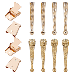 Light Gold 8 шт. 2 стили, концы шнура из сплава, конус, с бумажными картонными коробками 2 шт., золотой свет, 50~52x7~11 мм, отверстие : 5~5.5 мм