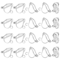 Platinum 40Pcs 925 Sterling Silver Clip-on Earring Findings, Platinum, 12x6x10.5mm, Hole: 1.6mm