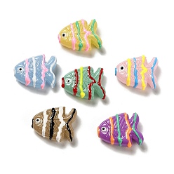 (52) Непрозрачная лаванда Выпечка окрашенные стеклянные бусины, рыба, с эмалью, разноцветные, 18~18.5x22x8~8.5 мм, отверстие : 1.6 мм
