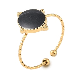 Настоящее золото 18K Ионное покрытие (ip) 304 овальные манжетные кольца из эмали из нержавеющей стали, открытые кольца для женщин, реальный 18 k позолоченный, 16x12.5 мм