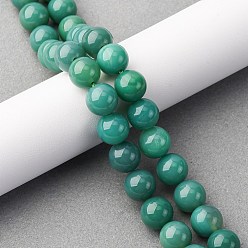 Зеленый агат Натуральные бусины из зеленого оникса и агата (окрашенные и нагретые), круглые, 10 мм, отверстие : 0.6 мм, около 39 шт / нитка, 15.63'' (39.7 см)