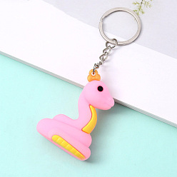 Pink Брелок из ПВХ-сумки в виде змеи, Мультяшное подвесное украшение для рюкзака, розовые, 52x38 мм