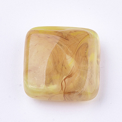 Золотистый Акриловые бусины, имитация драгоценных камней, квадратный, золотые, 20x20x8.5 мм, Отверстие : 1.5 мм , около 160 шт / 500 г