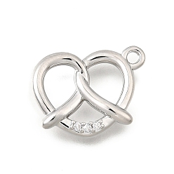 Платина Латунные микро проложить кубического циркония подвески, брезенские чары, платина, 17x13x2.5 мм, отверстие : 1.6 мм