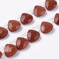 Камень с Пылевым Золотом Синтетические голдстоуновские бисер пряди, сверху просверленные бусы, граненые, слеза, 10~10.5x10~10.5x5 мм, отверстие : 0.6 мм, около 39 шт / нитка, 15.94 дюйм (40.5 см)