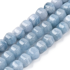 Светло-Синий Бусины из натурального белого нефрита, граненые, окрашенные, круглые, голубой, 11~12x11~12x10 мм, отверстие : 1.2 мм, около 38~39 шт / нитка, 15.16~15.59 дюйм (38.5~39.6 см)