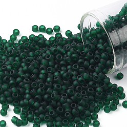 (939F) Transparent Frost Green Emerald Круглые бусины toho, японский бисер, (939 f) прозрачный морозно-зеленый изумруд, 8/0, 3 мм, отверстие : 1 мм, Около 222 шт / 10 г