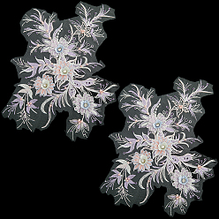 Лиловый Полиэстер, акрил, стразы, аппликация, вышивка, АБС-пайетки, на основе железа, цветок, сирень, 340x260x6 мм