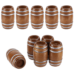 Saddle Brown Wood Barrels Miniature Ornaments, Micro Landscape Home Dollhouse Accessories, Pretending Prop Decorations, Saddle Brown, 27x26x46.5mm