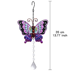 Бабочка Стеклянный подвесной кулон в виде ловца солнца, с железной фурнитурой, сиреневые, бабочка, 350 мм