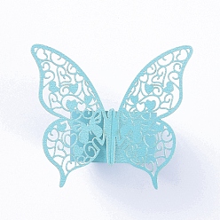 Turquoise Butterfly Paper Napkin Rings, for Weddings Party Serviette Table Decoration, Turquoise, 6.7x21.3x0.03cm, Roll: 4.5cm