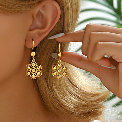 Золотой Полые серьги-кольца из сплава в форме подсолнуха, золотые, 47x22 мм