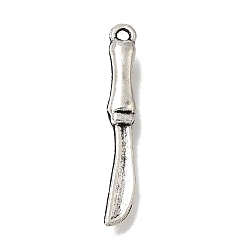 Antique Silver Tibetan Style Alloy Pendants, Knife Charms, Antique Silver, 25x3.5x2mm, Hole: 1mm