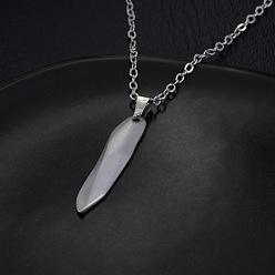 Color de Acero Inoxidable 201 Collares con colgante de barra curva de acero inoxidable para hombre, libre de deslustre, color acero inoxidable, 19.69 pulgada (50 cm)