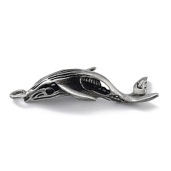 Antique Silver Tibetan Style Alloy Pendant, Frosted, Whale Charm, Antique Silver, 49x25x11mm, Hole: 3mm