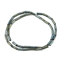 Зеленое Покрытие Гальванические бусины из натуральной лавы, колонка, зеленый покрытием, 9x3 мм, отверстие : 1 мм, около 43 шт / нитка, 15.75'' (40 см)