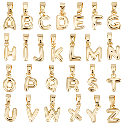 Letter A~Z 26 шт 26 стили латунные подвески, буквы, без кадмия и без свинца, долговечный, стойки покрытие, Письмо ~ Z, 9~11x3~8x2.5 мм, отверстие : 3x5 мм, 1 шт / стиль