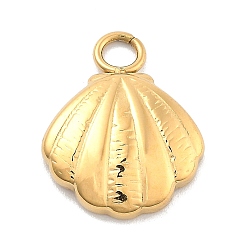 Настоящее золото 14K Ионное покрытие (ip) 304 подвески из нержавеющей стали, формы раковины, реальный 14 k позолоченный, 15x12x2.5 мм, отверстие : 2.5 мм