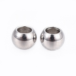 Edelstahl Farbe Anlaufgeschützt 202 Edelstahlperlen, Runde, Edelstahl Farbe, 3x2 mm, Bohrung: 1.5 mm