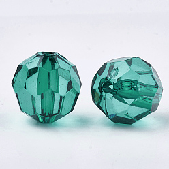 чирок Прозрачные акриловые бусины, граненые, круглые, зелено-синие, 20x19.5 мм, Отверстие : 3 мм , около 116 шт / 500 г