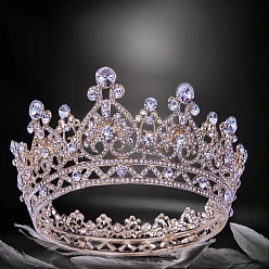 Light Rosaline AB Ободки для волос с короной из сплава и стразами, аксессуары для волос для женщин, девушек, украшение свадебной вечеринки, светлый розалин аб, 125 мм