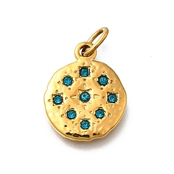 Индиколит 304 из нержавеющей стали горный хрусталь подвески, с целью перехода в кольце, ионное покрытие (ip), плоский круглый шарм, реальный 14 k позолоченный, Indicolite, 19x15.5x2 мм, отверстие : 5x2.5 мм