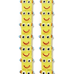 Желтый Бусы лэмпворк ручной работы, робот, желтые, 16x19.5x9.5 мм, отверстие : 1.8 мм, около 30 шт / нитка, 18.90'' (48 см)