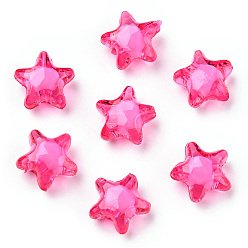 Deep Pink Transparent Acrylic Beads, Bead in Bead, Star, Deep Pink, 12x11x8mm, Hole: 2mm, about 1200pcs/500g