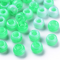 Средний Весенно-Зеленый Европейский бусы акриловые, имитация драгоценных камней, бусины с большим отверстием, рондель, средний весенний зеленый, 11x8 мм, отверстие : 5 мм, Около 650 шт / 500 г