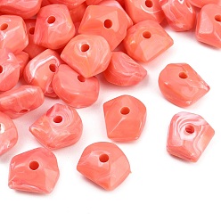 Светло-Коралловый Непрозрачный акрил европейского бисера, самородки, большое отверстие шарик, свет коралловый, 20x23x12.5 мм, отверстие : 4.5 мм, Около 135 шт / 500 г