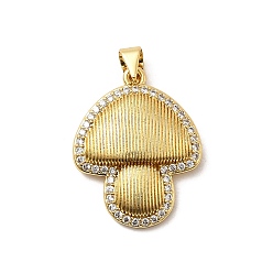 Гриб Латунные микро проложить кубического циркония подвески, стойки покрытие, долговечный, без свинца и без кадмия, реальный 18 k позолоченный, гриб, 24.5x19.5x5 мм, отверстие : 4.5x4 мм