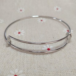 Couleur Argent Mat 201 fabrication de bracelets réglables en acier inoxydable, bracelets extensibles, mat couleur argent, diamètre intérieur: 2-1/8~2-1/2 pouce (5.5~6.5 cm)