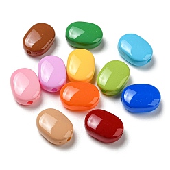 Mixed Color Opaque Acrylic Beads, Oval, Mixed Color, 20x15x8mm, Hole: 2.3mm