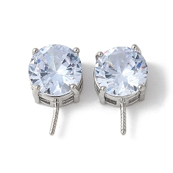 Платина Латунные микропроволочные кубические циркониевые подвески, без свинца и без кадмия, долговечный, стойки покрытие, платина, 16.5x10x7 мм, штифты : 1 мм