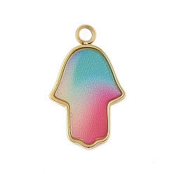 Золотой 304 нержавеющей стальной эмали подвески, оберег на руку хамса, золотые, 17.5x10.5x2 мм, отверстие : 1.6 мм