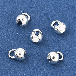 Серебро 925 шарики из стерлингового серебра, обжимная крышка бисера, серебряные, 6x4.5 мм, отверстия: 1.4 мм / 2 мм
