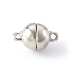 Platinum Alloy Magnetic Clasps with Loops, Cadmium Free & Lead Free, Round, Platinum, 13x8mm, Hole: 1.2mm